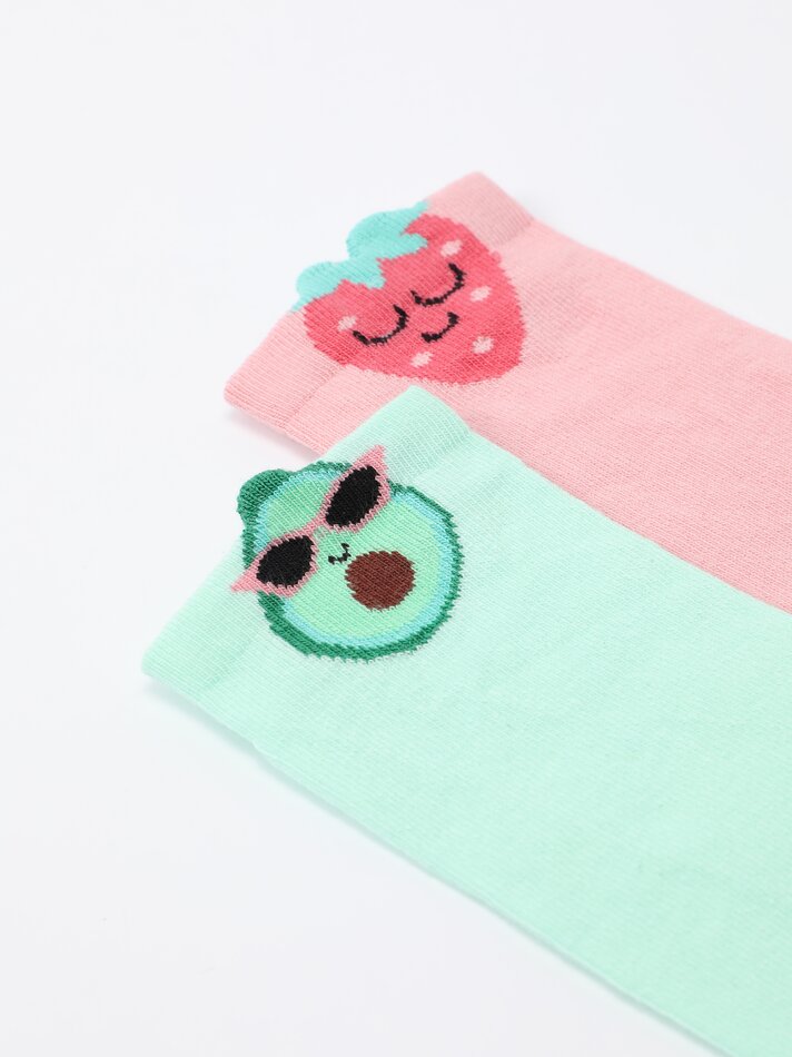 Pacote com 2 pares de meias FrUñas - Cores Variadas