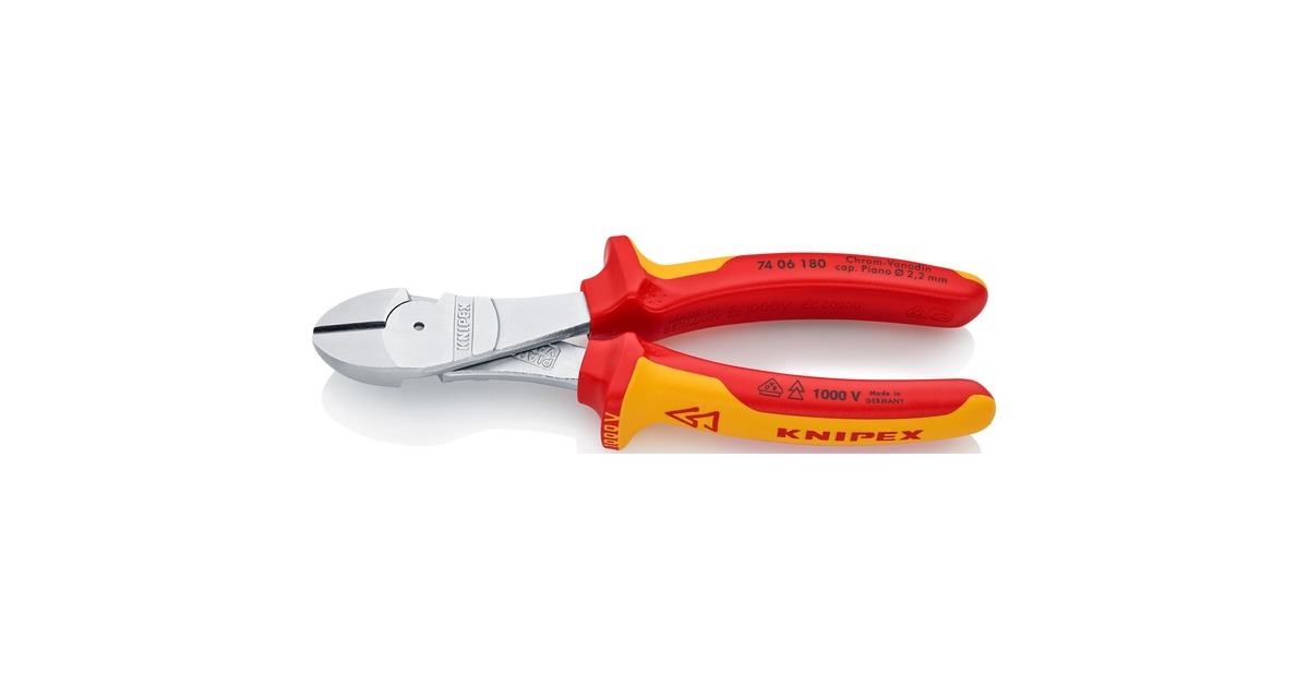 KNIPEXKracht-zijsnijtang 7406180 kniptang  (Rood/geel)