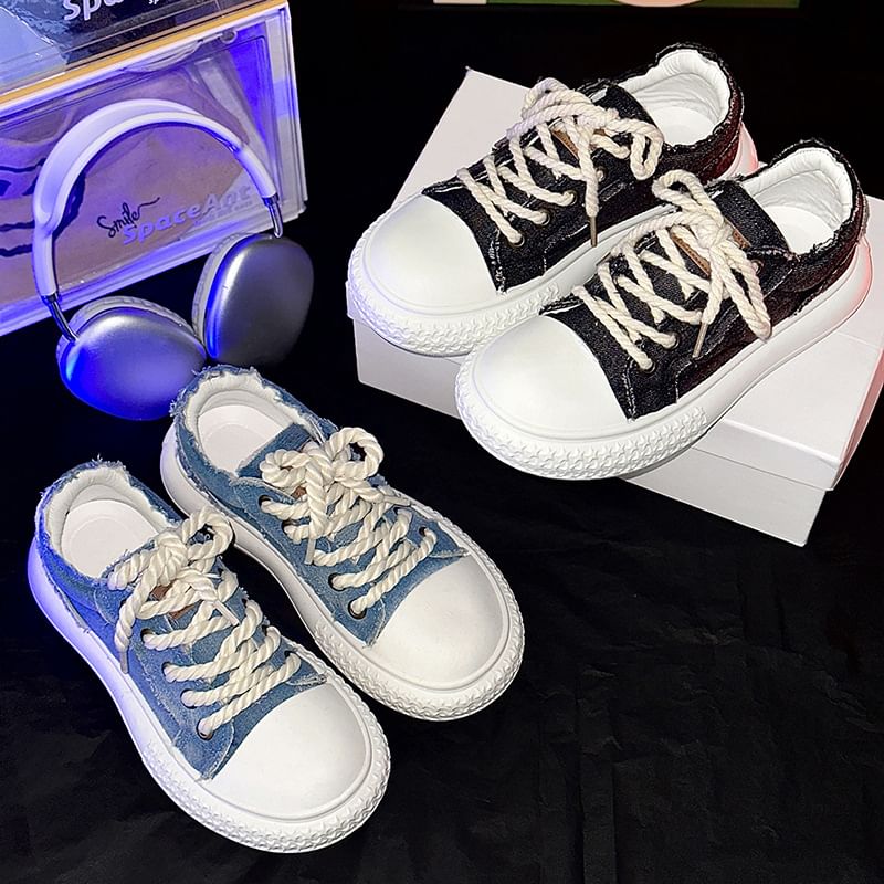 Tanzanite - Veterschoenen met plateauzool
