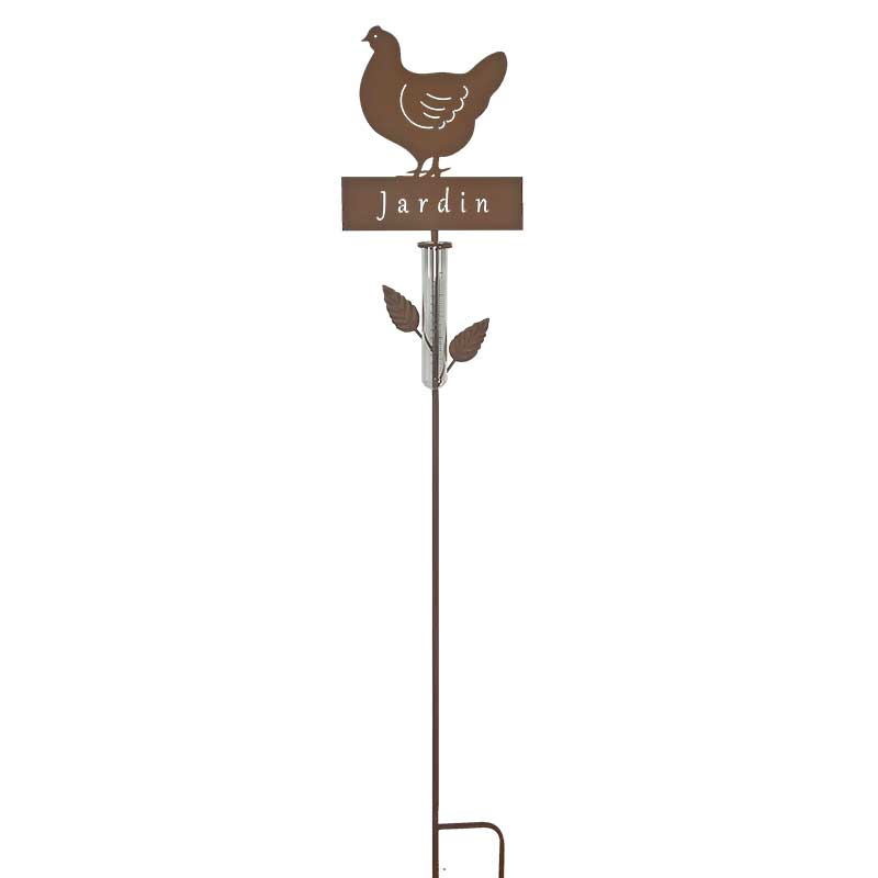 Pluviomètre poule à planter 22x6x110cm