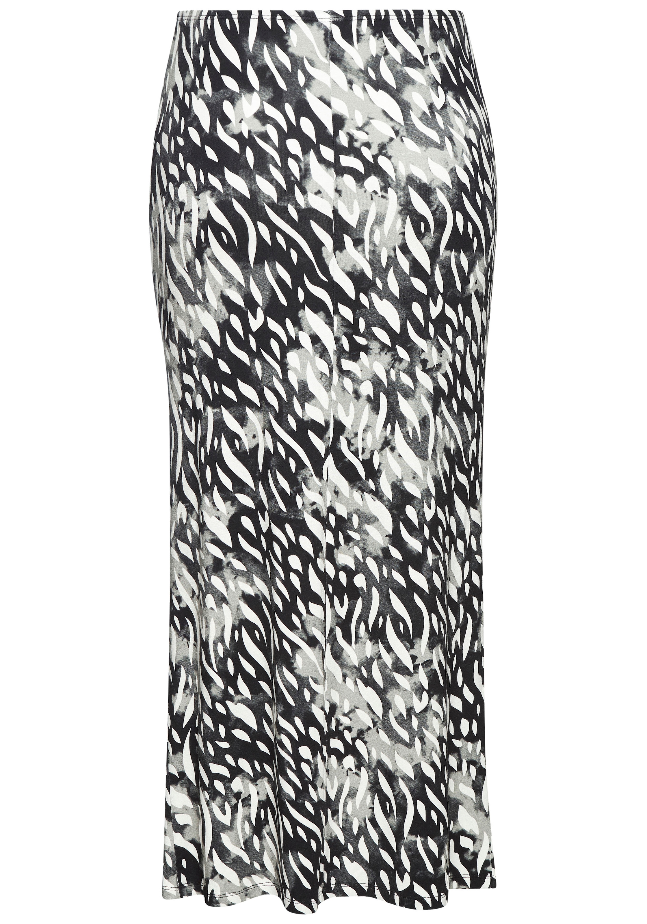 LASCANA Jerseyrock , mit seitlicher Raffung und Schlitz, Midirock im Alloverprint