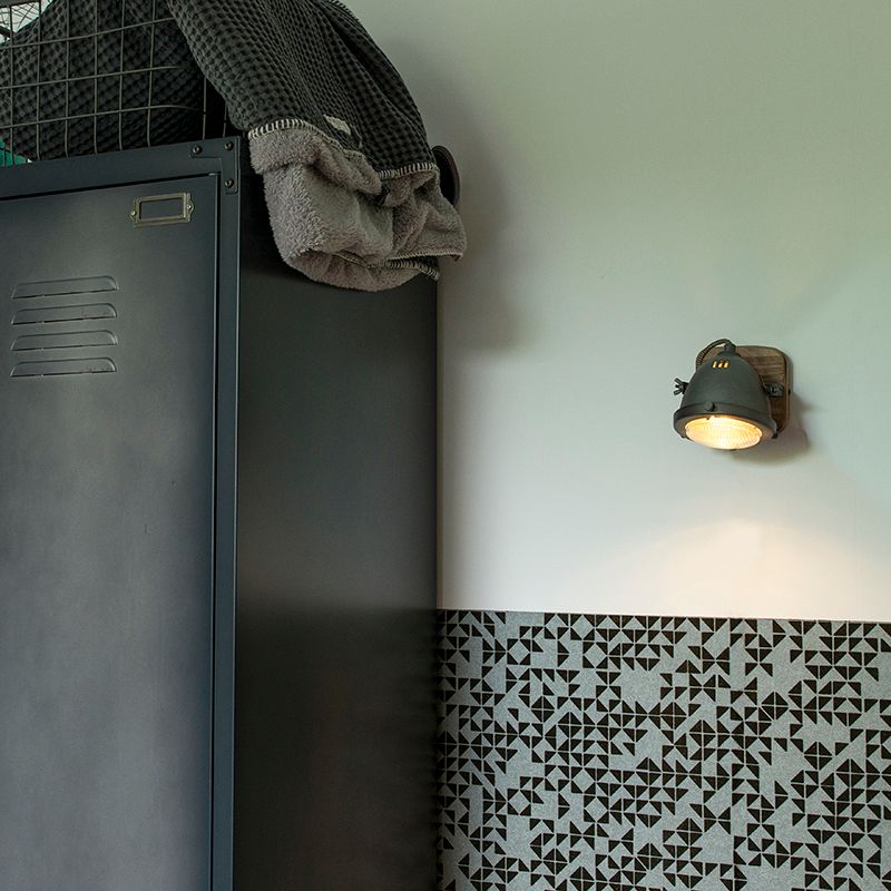 Smart spot staal met hout incl. WiFI GU10 verstelbaar - Emado