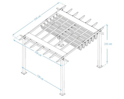 Aluminium pergola, Paragon Outdoor Florida 11x11 paviljoen met verstelbare zonwering 320 x 320 cm, Cacaohoutlook