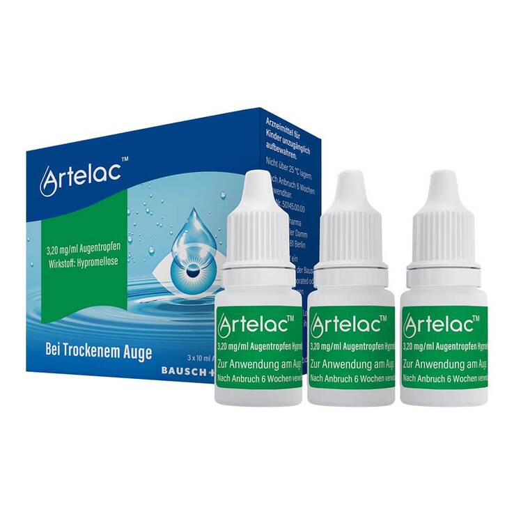 Artelac Augentropfen, Tränenersatzmittel, 3X10 ml