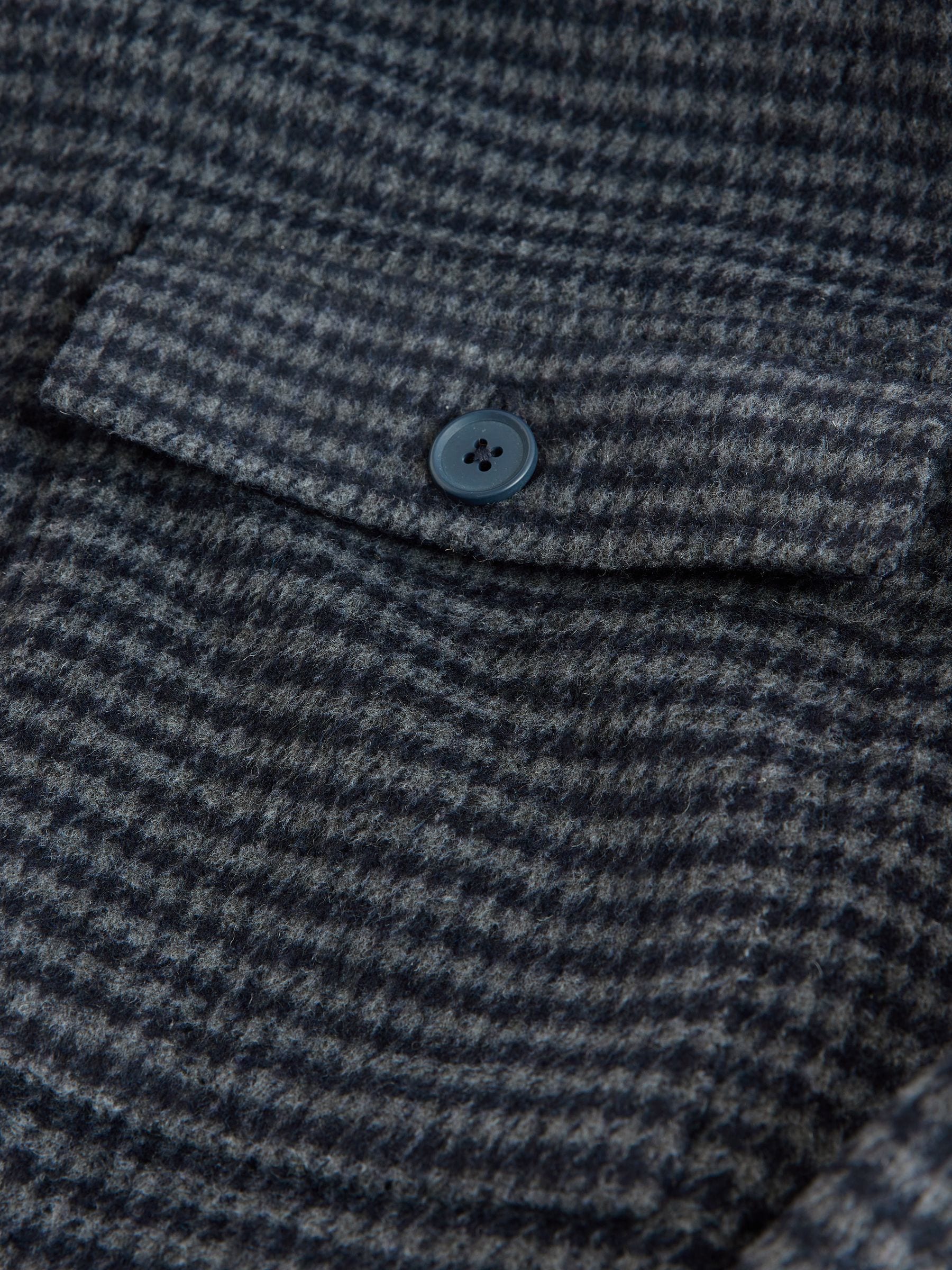Blauw - Borg gevoerd ruit overshirt met capuchon