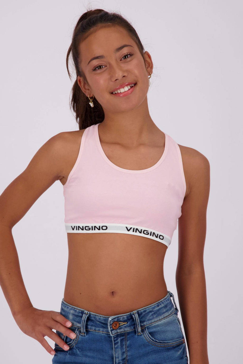 bh top - set van 2 lichtroze/grijs melange
