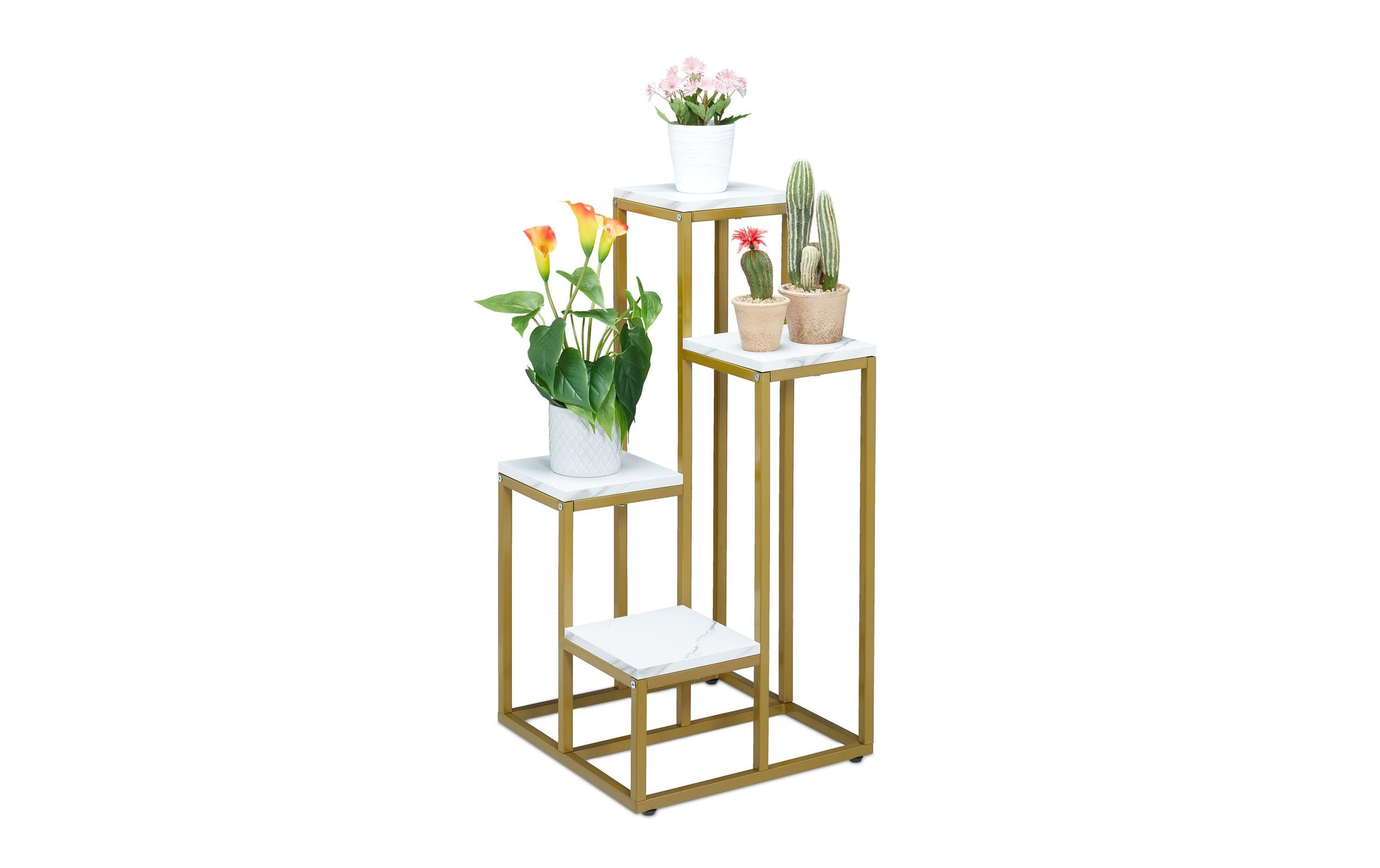 Pflanzenständer mit 4 Ablagen 80 x 40 cm, Gold/WeissBlumentopfhalter