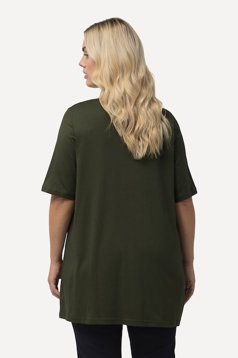 T-Shirt, Zierfalten, A-Linie, Rundhals, Halbarm, Modal