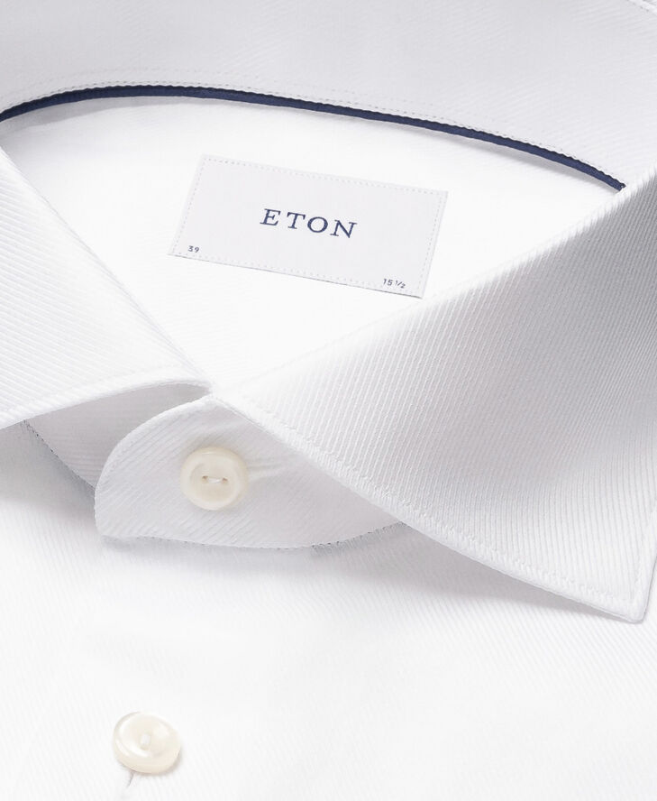 ETON Slim Fit White Melange Semi Solid Fine Twill Shirt Hvid