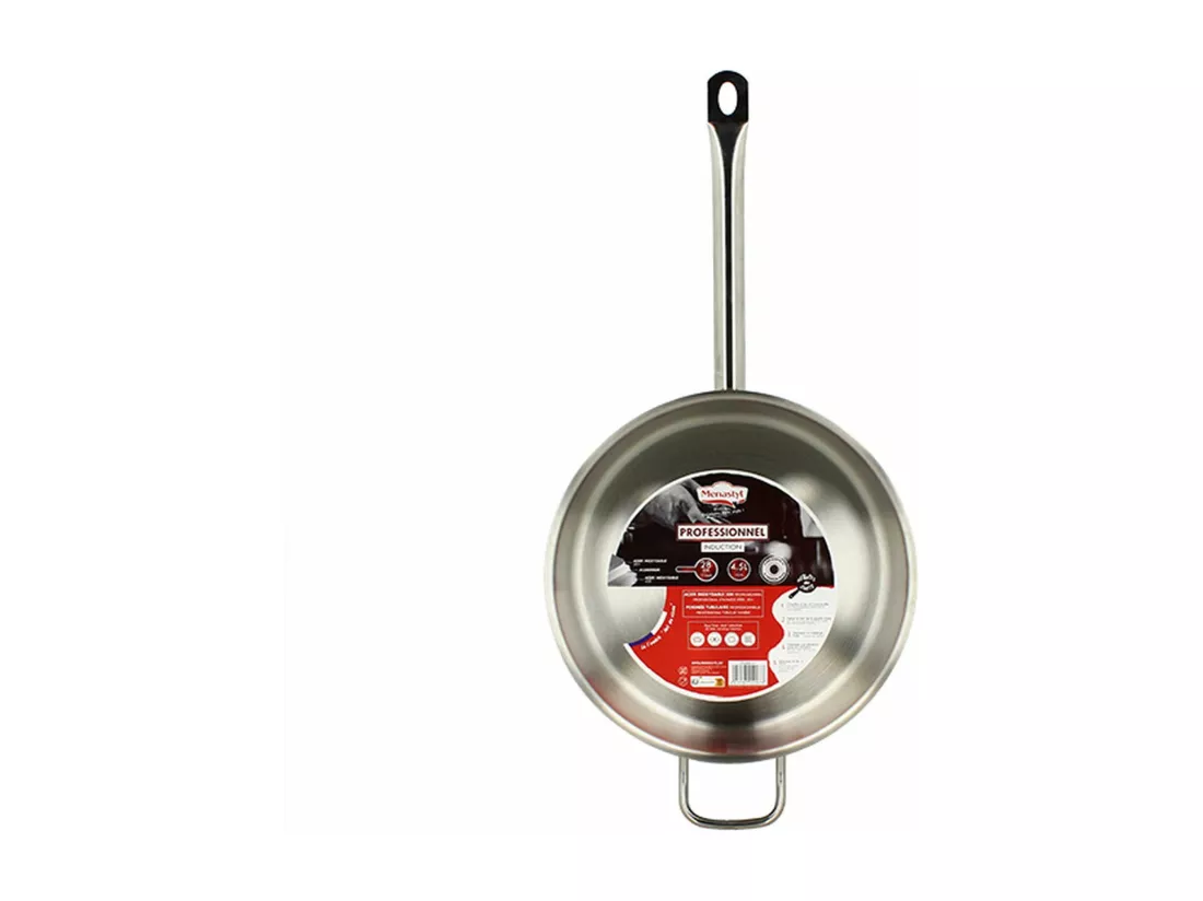 Menastyl - Sauteuse Professionnel 28cm En Acier Inoxydable Avec Couvercle En Verre