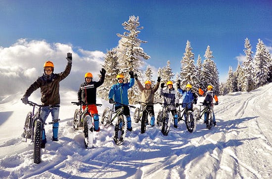 Fatbike-Downhill auf Schnee