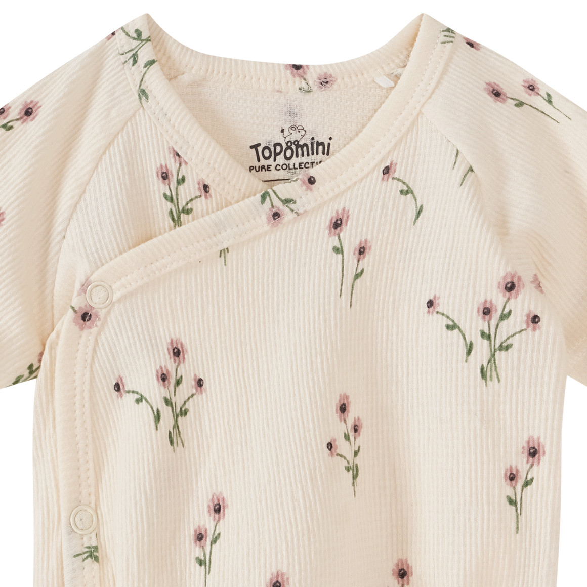 Topomini Newborn Wickelbody mit Blumen-Print creme