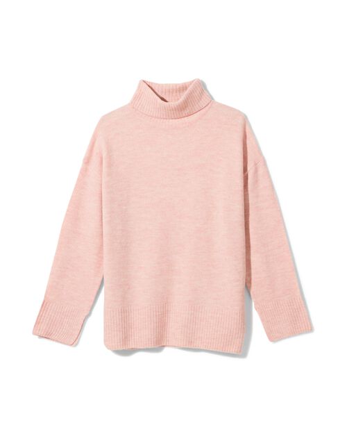 Col roulé Frankie en maille pour femmes rose pâle