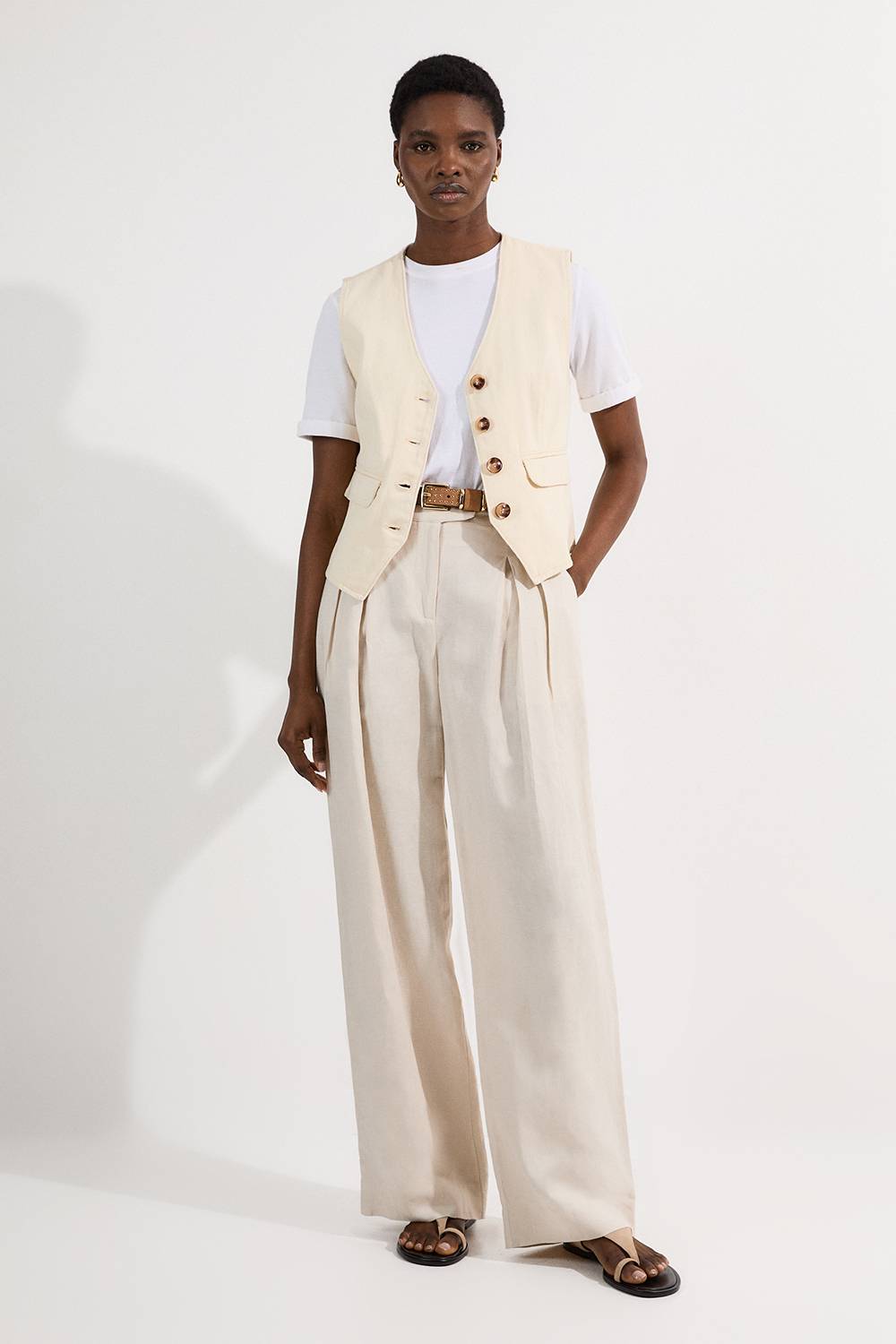 KarenMillen Gilet en denim à boutons traversants