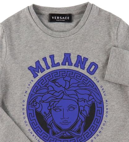 Versace Bluse - Medusa - Gråmeleret/Bl?