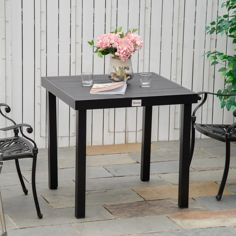 Outsunny Gartentisch mit Aluminium-Rohre schwarz