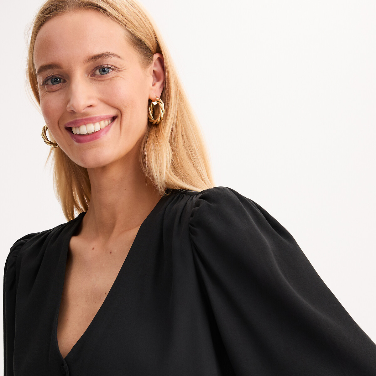 ANNE WEYBURN<br>Blusa de manga comprida com decote em V