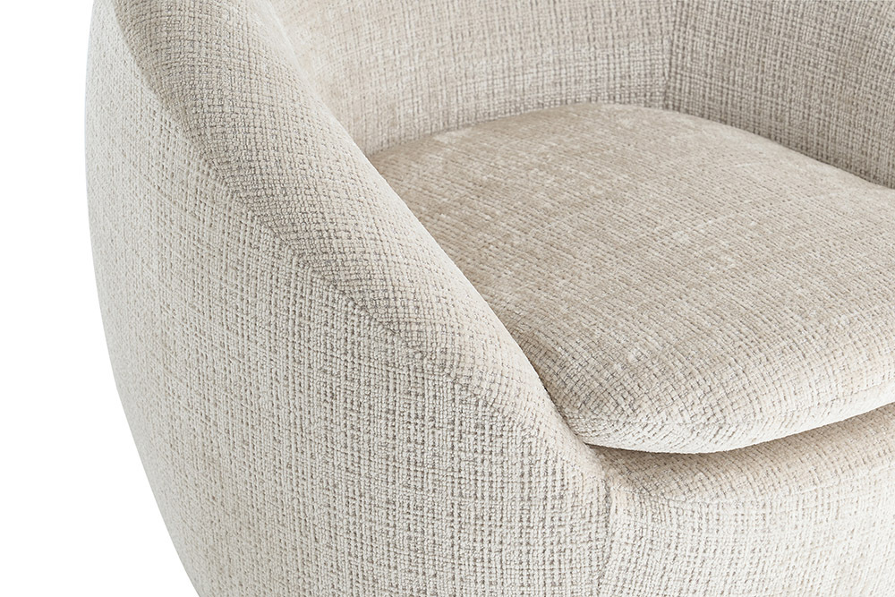 Drehbarer Design Sessel ALPINE beige Chenille Cremona 360° mit Armlehnen