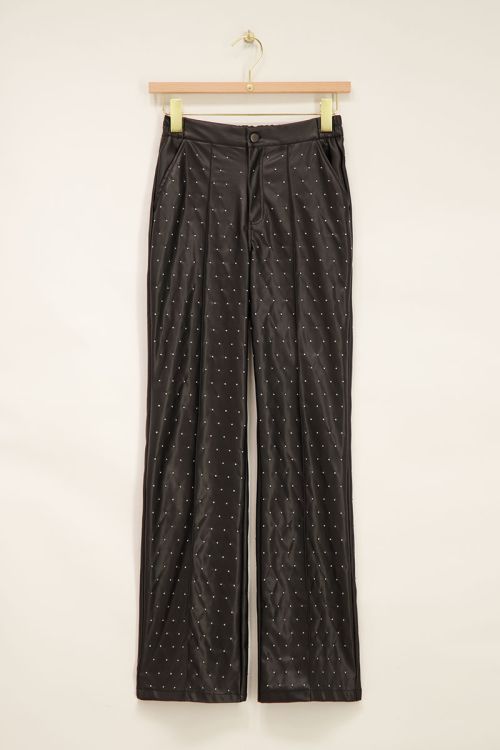 Zwarte straight leg broek met studs
