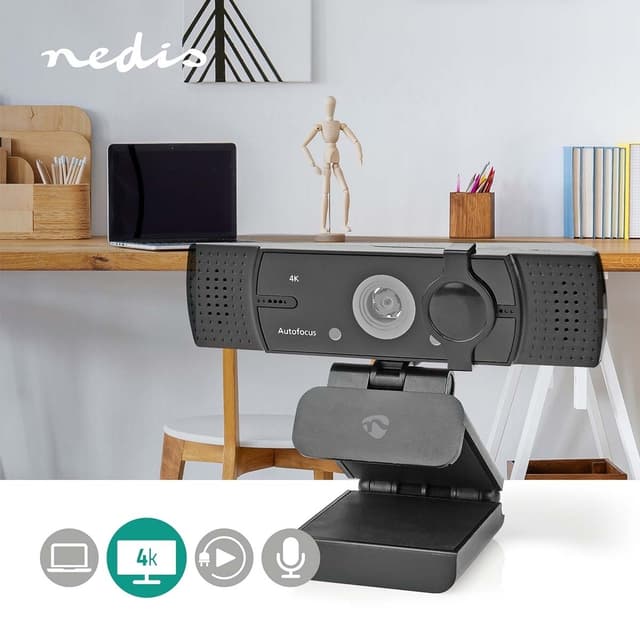 Nedis Webkamera | Full HD@60fps / 4K@30fps | Autofokus | Indbygget mikrofon | Sort