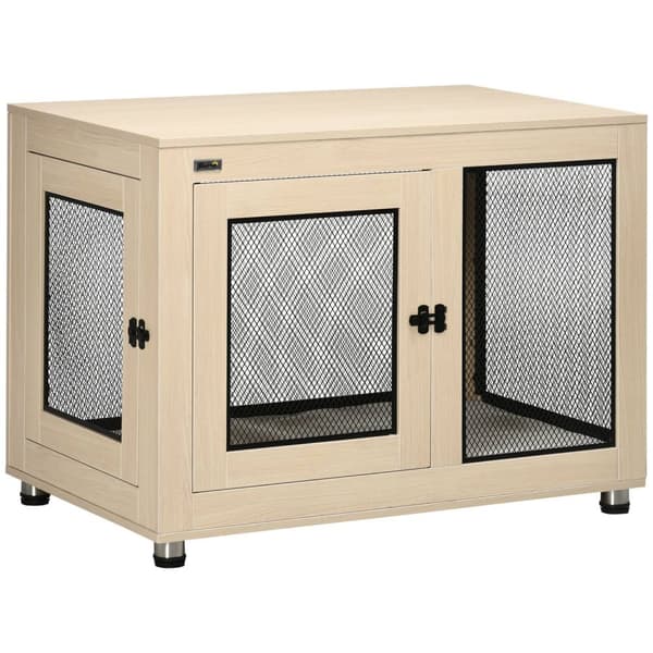 Hundebur Med Pute Allsidig Hundebur Og Kennel Med 2 Dører, For Små Til Mellomstore Hunder, Eik, 94X60X71,5 Cm