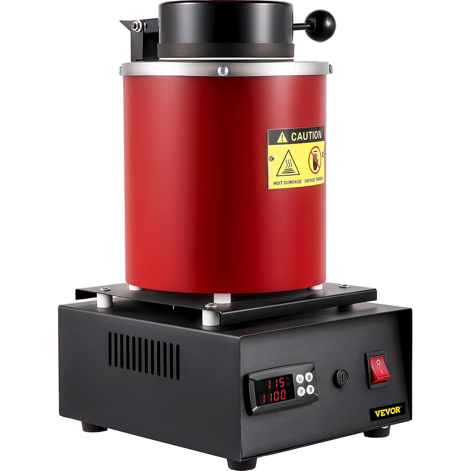 VEVOR Goldschmelzofen 1350 W 1150 ℃ Max. Temperatur, digitaler elektrischer Schmelzofen 3 kg Keramiktiegel mit Barrenmatrize & Handschuhen, zur Verarbeitung von Gold Silber Kupfer Aluminium rot