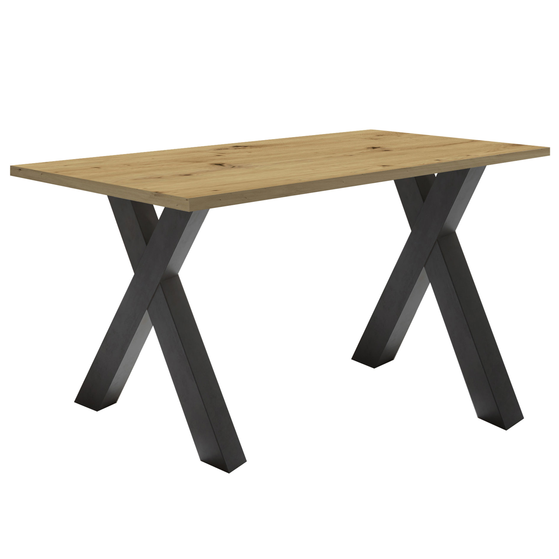 Schreibtisch - Asteiche-Schwarzstahloptik - 140x70 cm