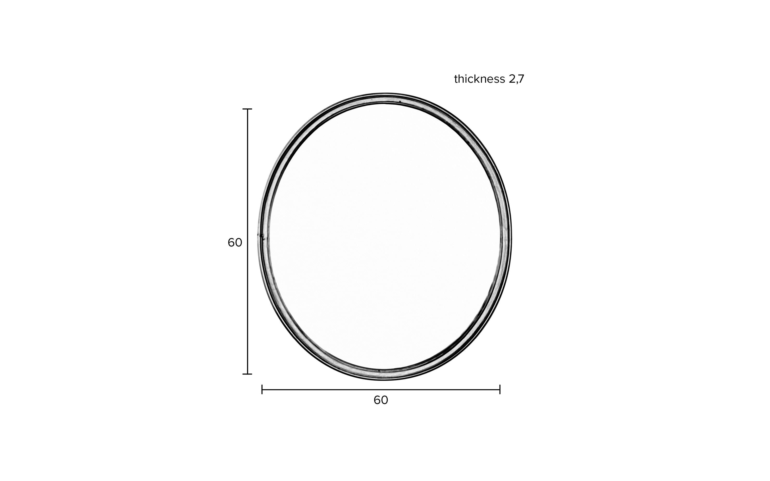 Spiegel Matz Round, schwarz, 60 cm