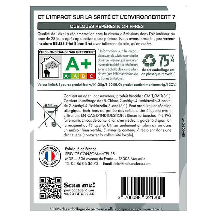 Protecteur effet béton brut Maison Déco Reliss incolore 1L