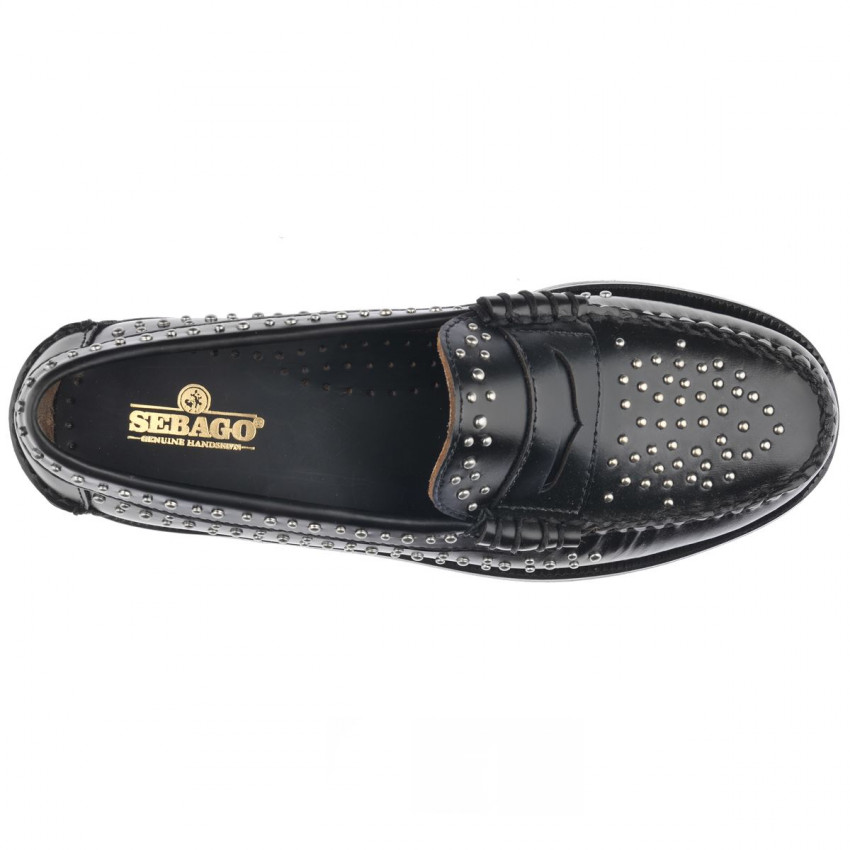DAN STUDS Black MOCASSIN-Mocassin pour femme en cuir clouté