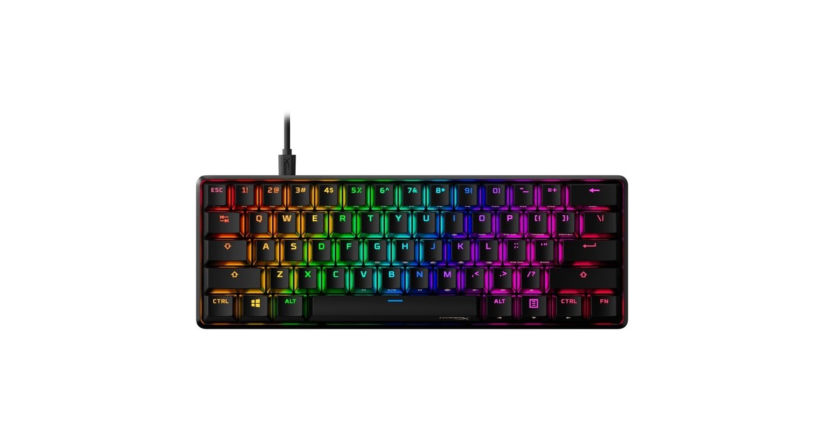 HyperXAlloy Origins 60, gaming toetsenbord  (Zwart, US lay-out, HyperX Aqua, RGB leds, 60%, PBT double-shot)