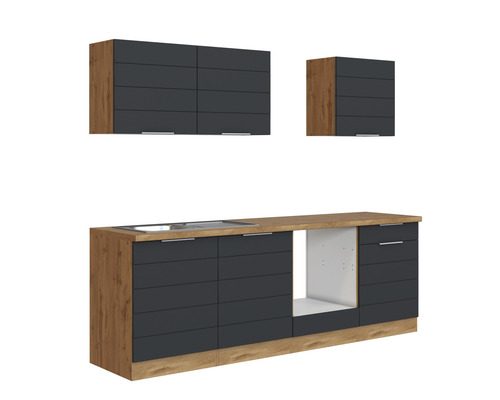 Held Furniture keukenblok zonder apparatuur Florence 240 cm grijs mat gedemonteerde variant omkeerbaar 1102.6293
