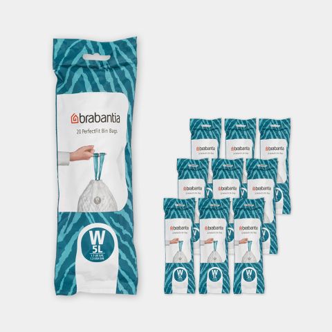 PerfectFit Afvalzakken Code W (5 liter), 10 rollen van 20 stuks
