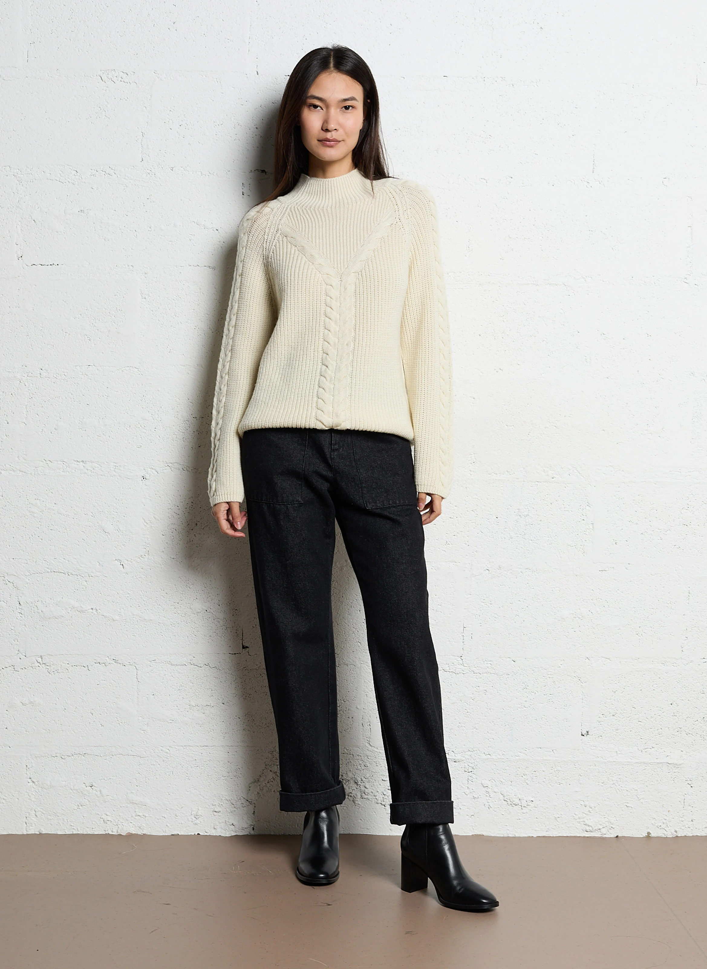 TRECY - Pull ample en laine | Beige