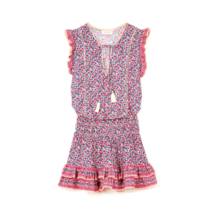 M.A.B.E. Robe Imprimée Volants | Rose