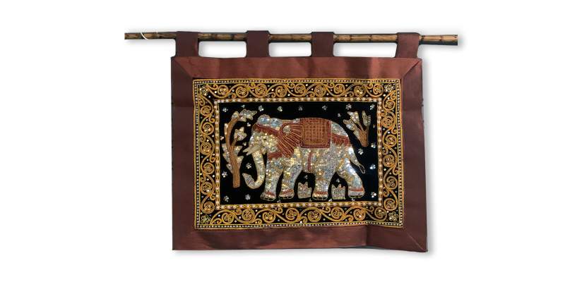 Textil-Wandbild 'Elefant', braun, multicolor, H 52 cm, B 68 cm von fischer's lagerhaus