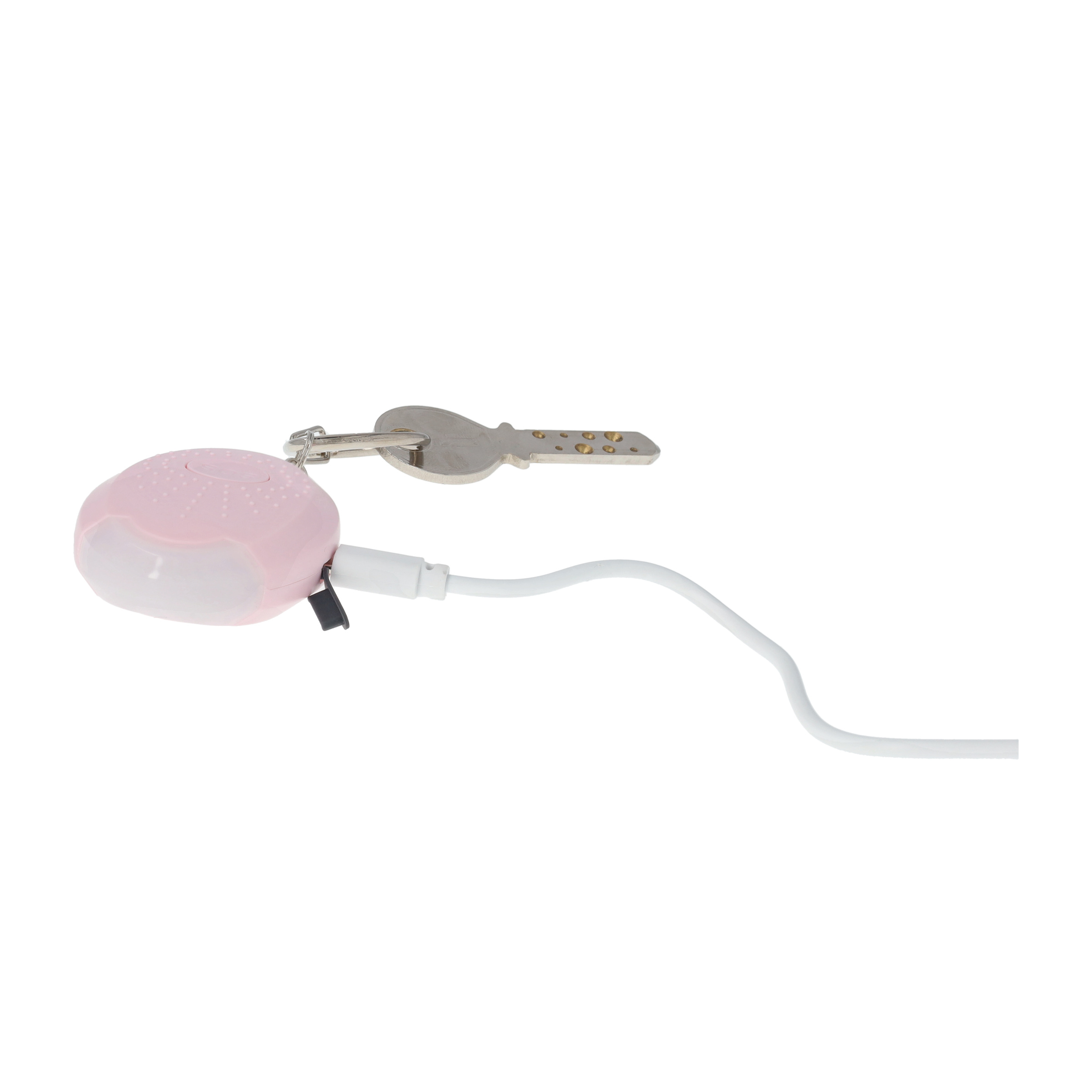 (130db) Mobiler Taschen Alarm Personen Alarmanlage Alarmsirene mit Taschenlampe und Schlüssel Anhänger - Rosa