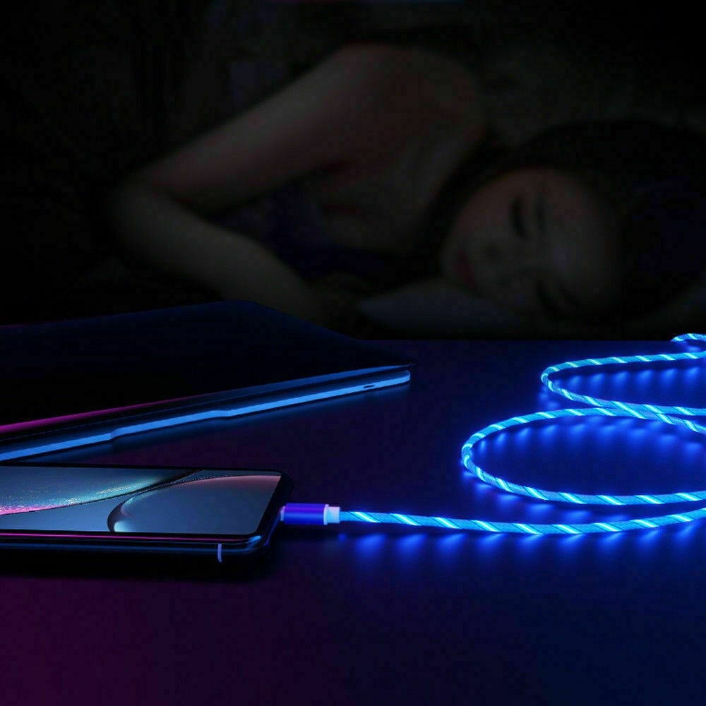 (1m / 2.4A) Magnetisches Lightning Ladekabel LED Leuchtendes Datenkabel - Blau