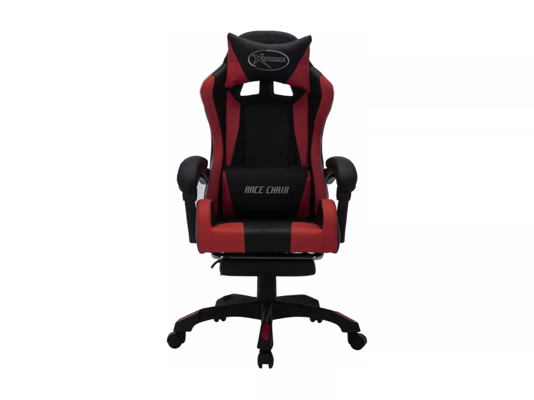 Fauteuil de jeux vidéo avec LED RVB Bordeaux et noir Similicuir