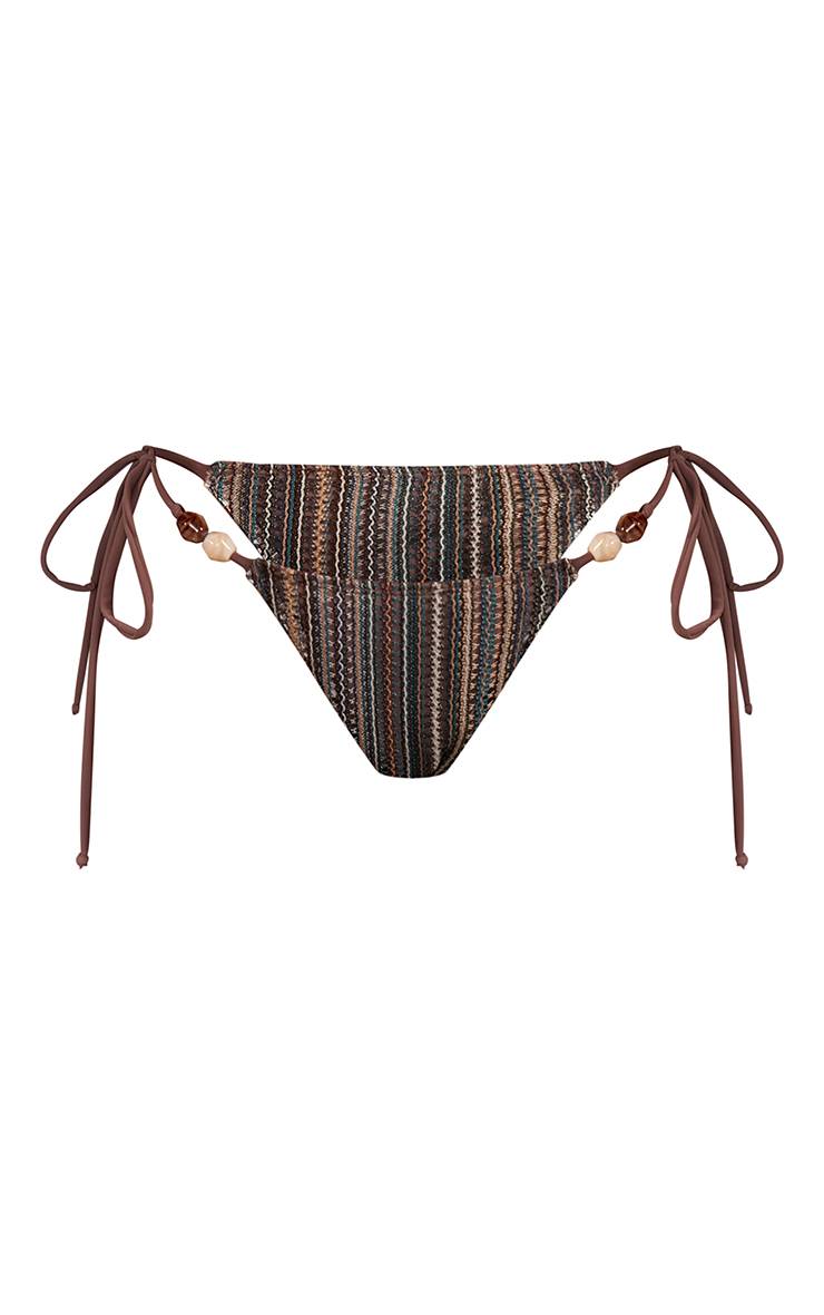 Vert Foncé Bas De Bikini À Liens Latéraux Avec Bordure De Perles Au Crochet