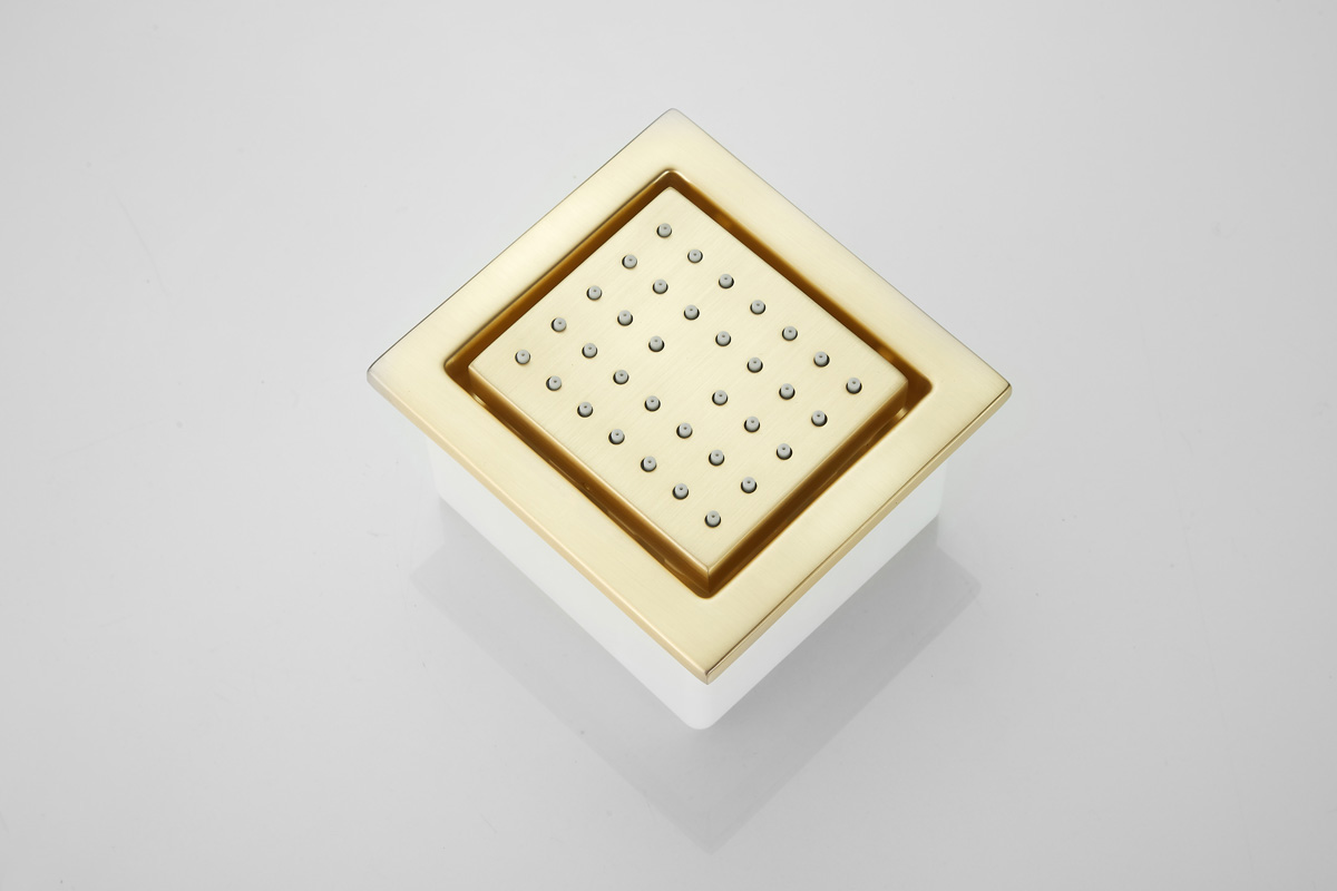 Saniclear Brass inbouw massage jet vierkant geborsteld messing - mat goud