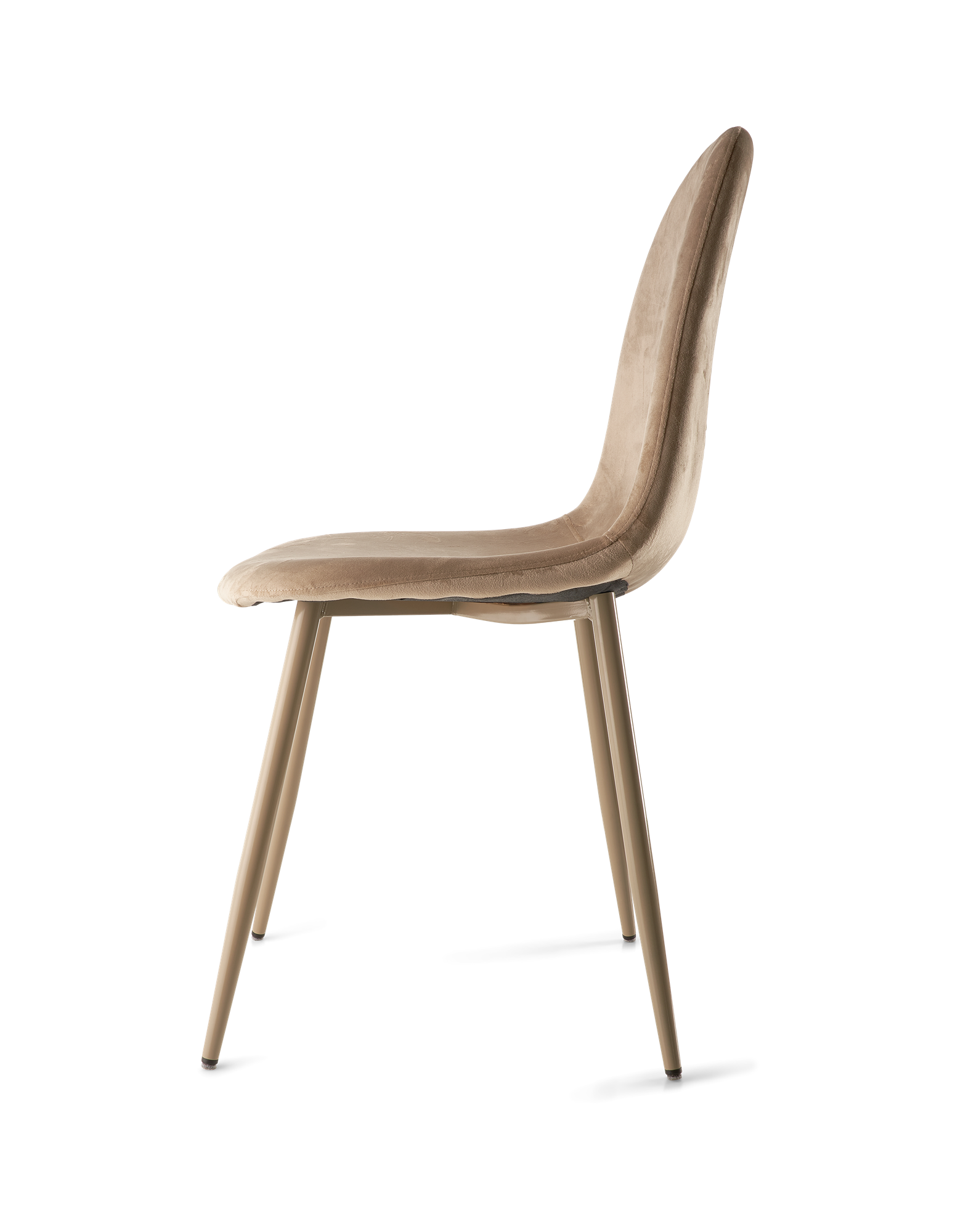 Stol i velour | Polyester/jern/poppeltræ/skum. 40,5 x 44,5 x 89 cm. | Sand