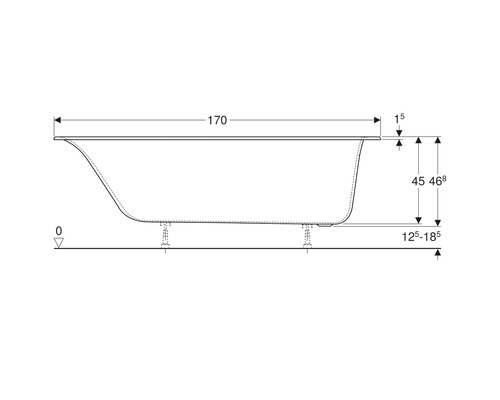 Rechthoekig bad GEBERIT Soana 75 x 170 cm wit glad 554006011