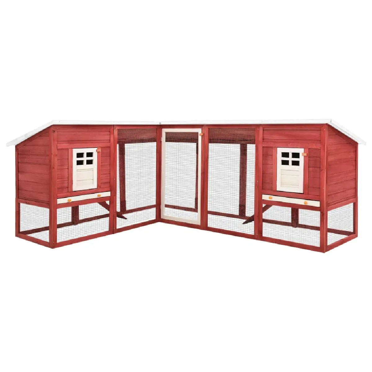 VidaXL Clapier d'extérieur avec piste - Rouge et blanc