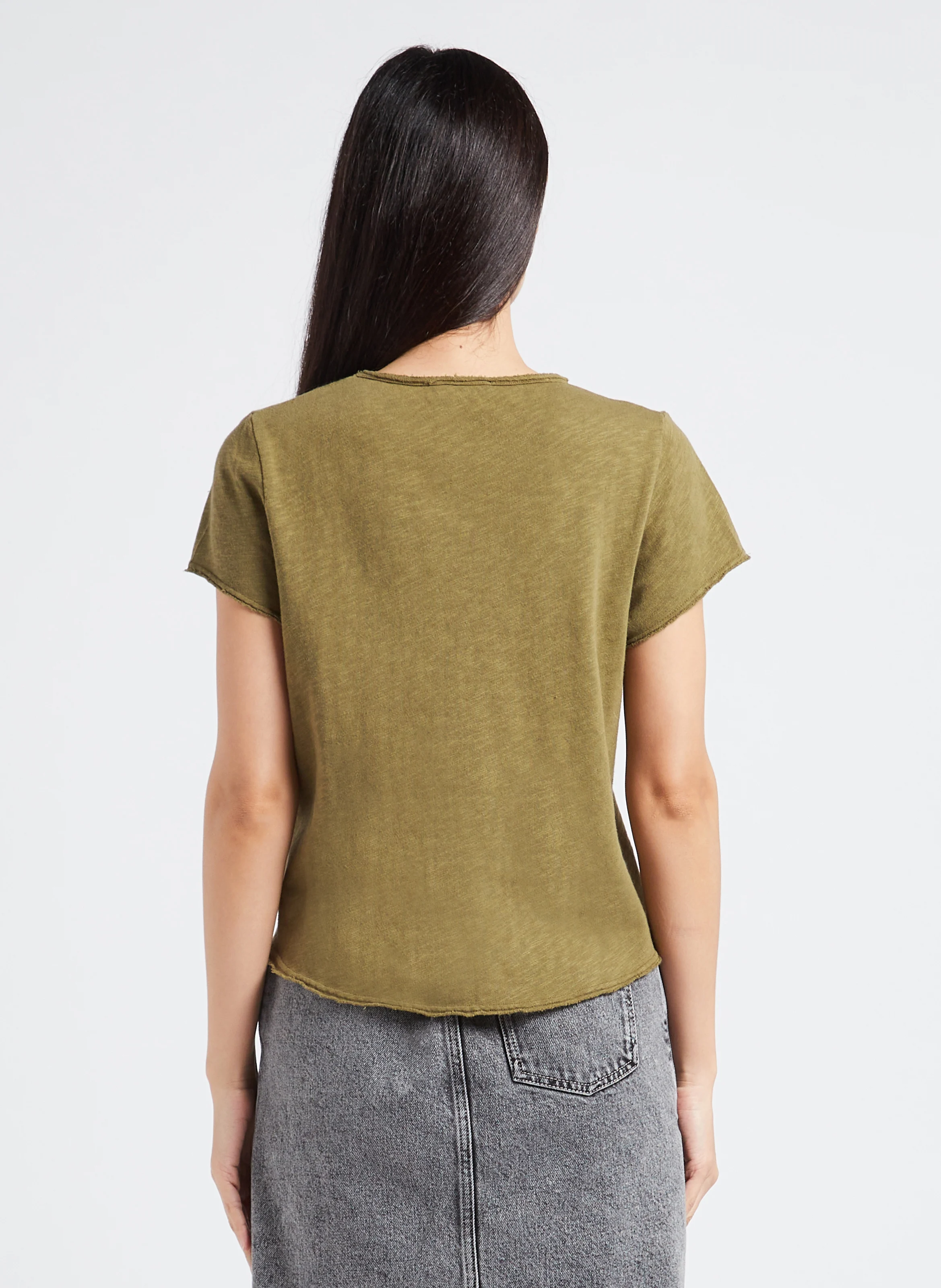 SONOMA - Tee-shirt droit col V en coton | Kaki