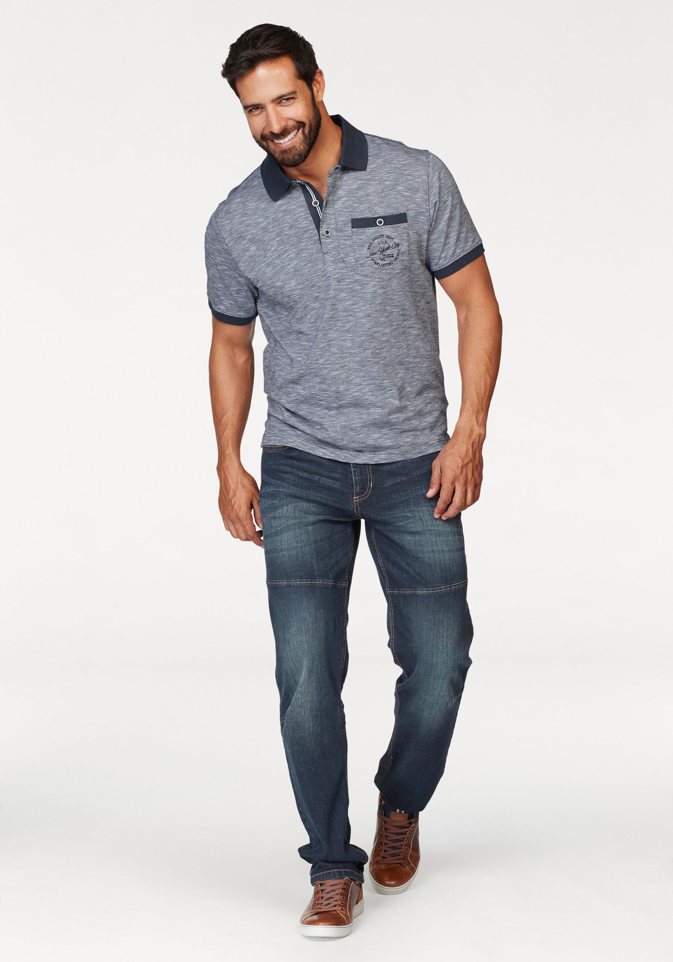 Man's World Poloshirt , Kurzarm,  Regular Fit,  melierte Struktur,  Rundhalsausschnitt
