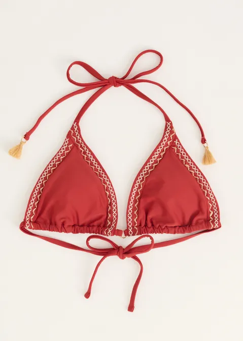 Triangel bikini top geborduurd rood (ROO.RS)
