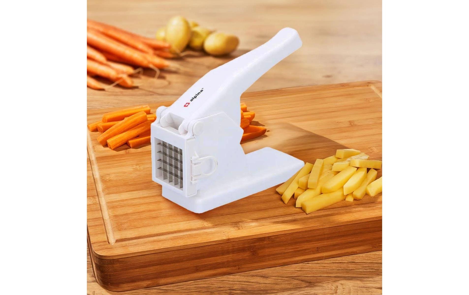 Kartoffelschneider WeissKartoffelschneider mit Edelstahlklingen und rutschfestem Design für schnelle und einfache Pommes Frites