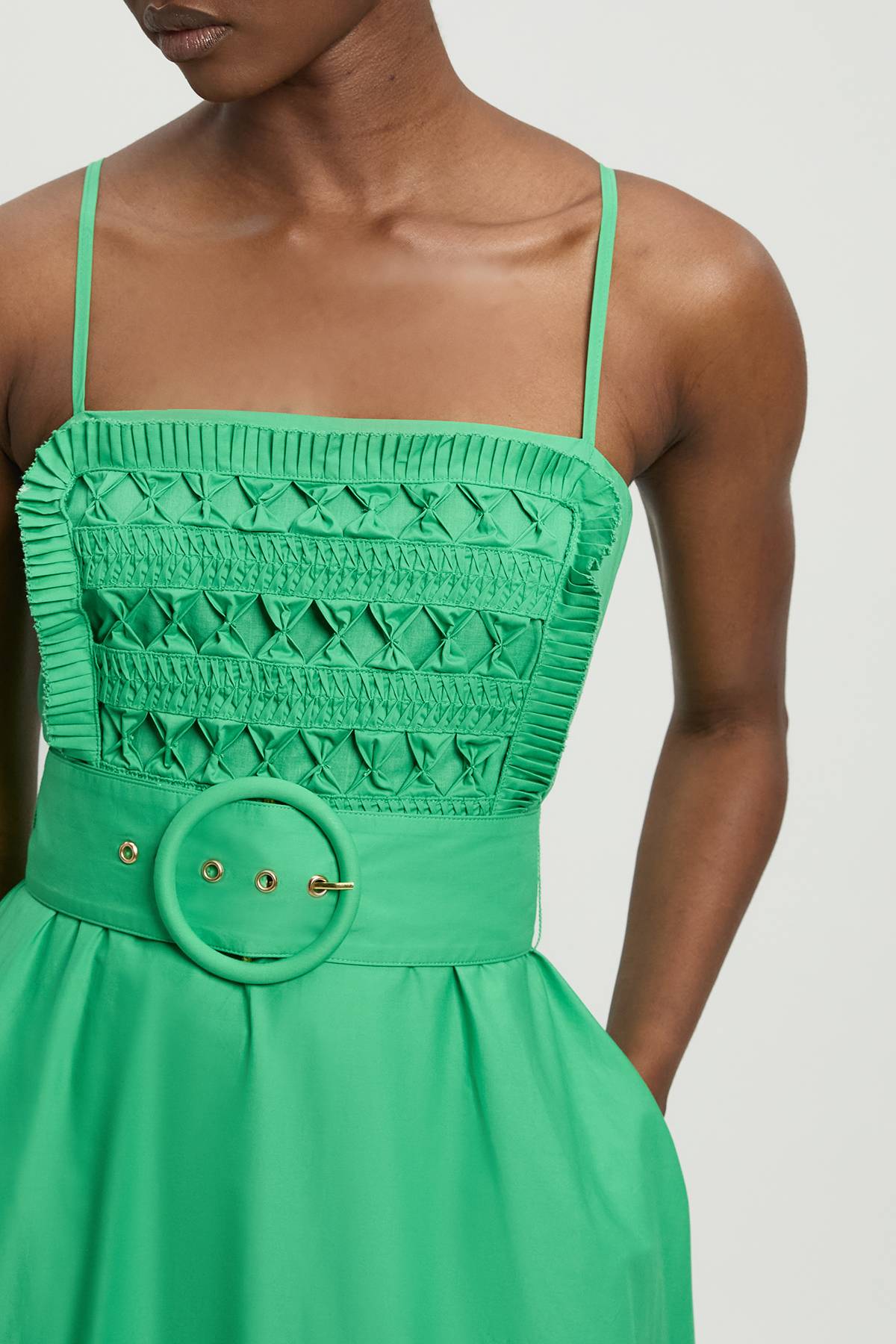 KarenMillen Robe Midi À Bretelles Avec Ceinture Et Détails Ajourés