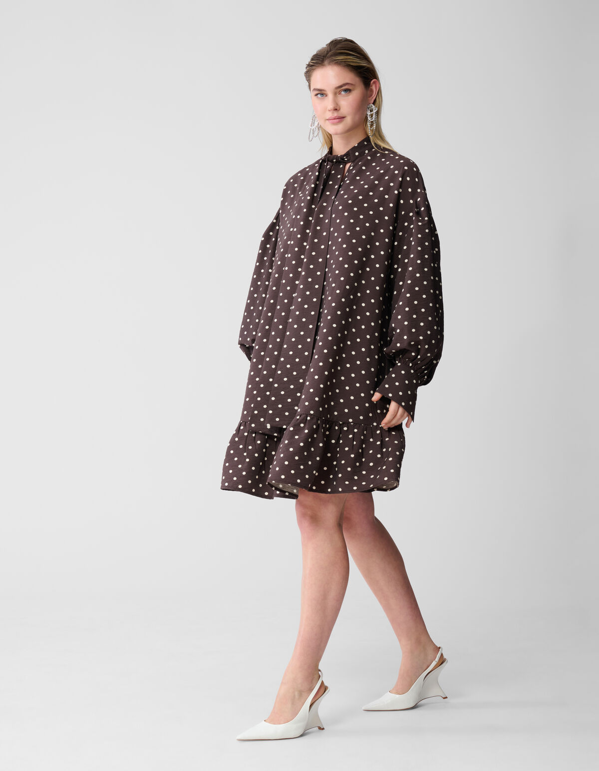 Polkadot Mini Jurk Donkerbruin